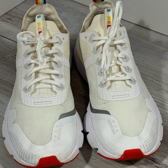 Sorel Kinetic Rush Ripstop Nylon Sneaker Shoe LM4603 Rainbow Pride White Men 8.5 - Picture 1 of 14